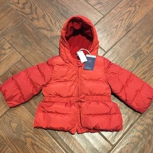 Gap Baby Bow Puffer Jacket in Red
